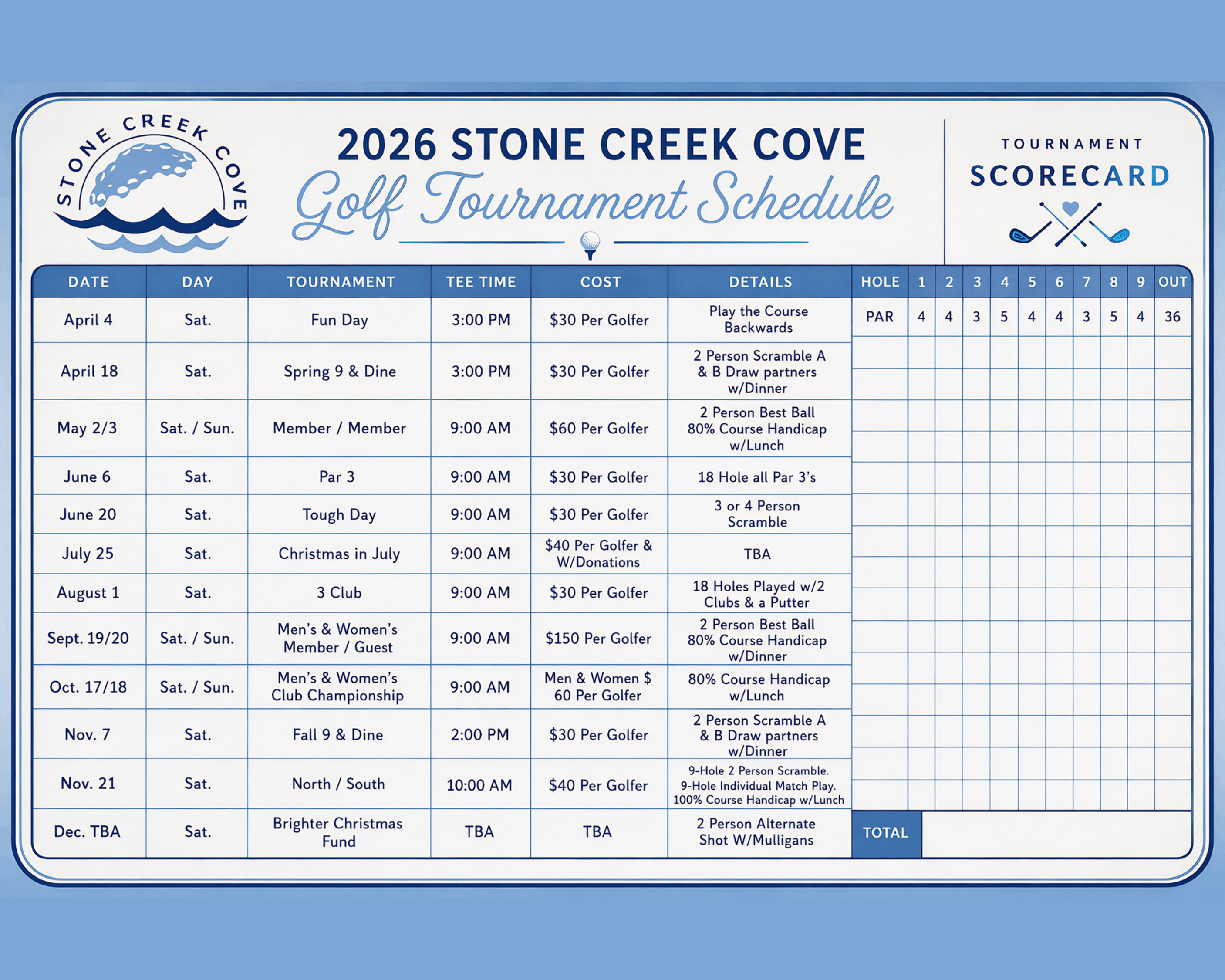 Tournament Schedule 